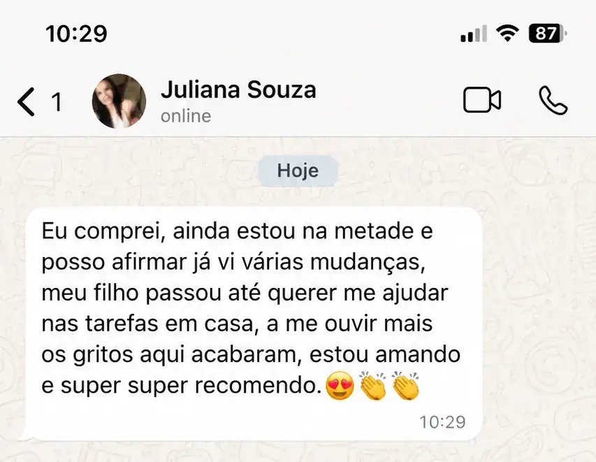 Depoimento de Juliana Souza no WhatsApp